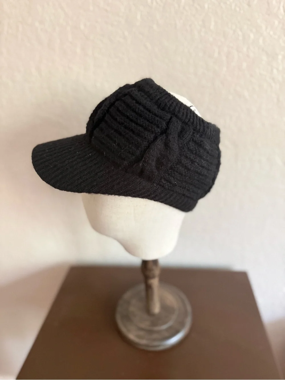 Winter/Fall Cable Knit Ponytail Open Back Hat Plush Lined - Cream or Black